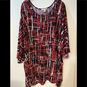 Geometric print red top